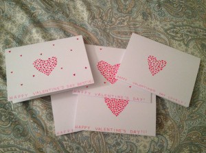 Some handmade Valentine's Day cards that I made to send to our families