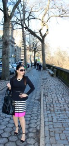 Top: Zara, Dress: Eliza J, Sunglasses: Marc Jacobs, Bag: Ann Taylor, Belt: J.Crew, Necklace: J.Crew, Shoes: Zara